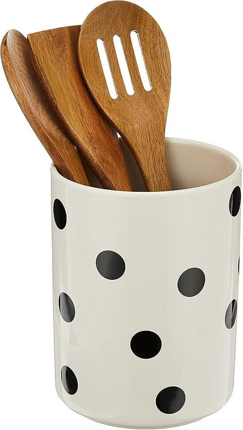 Kate Spade New York Deco Dot 4-piece Utensil Holder Set, 3.9 LB, White | Amazon (US)