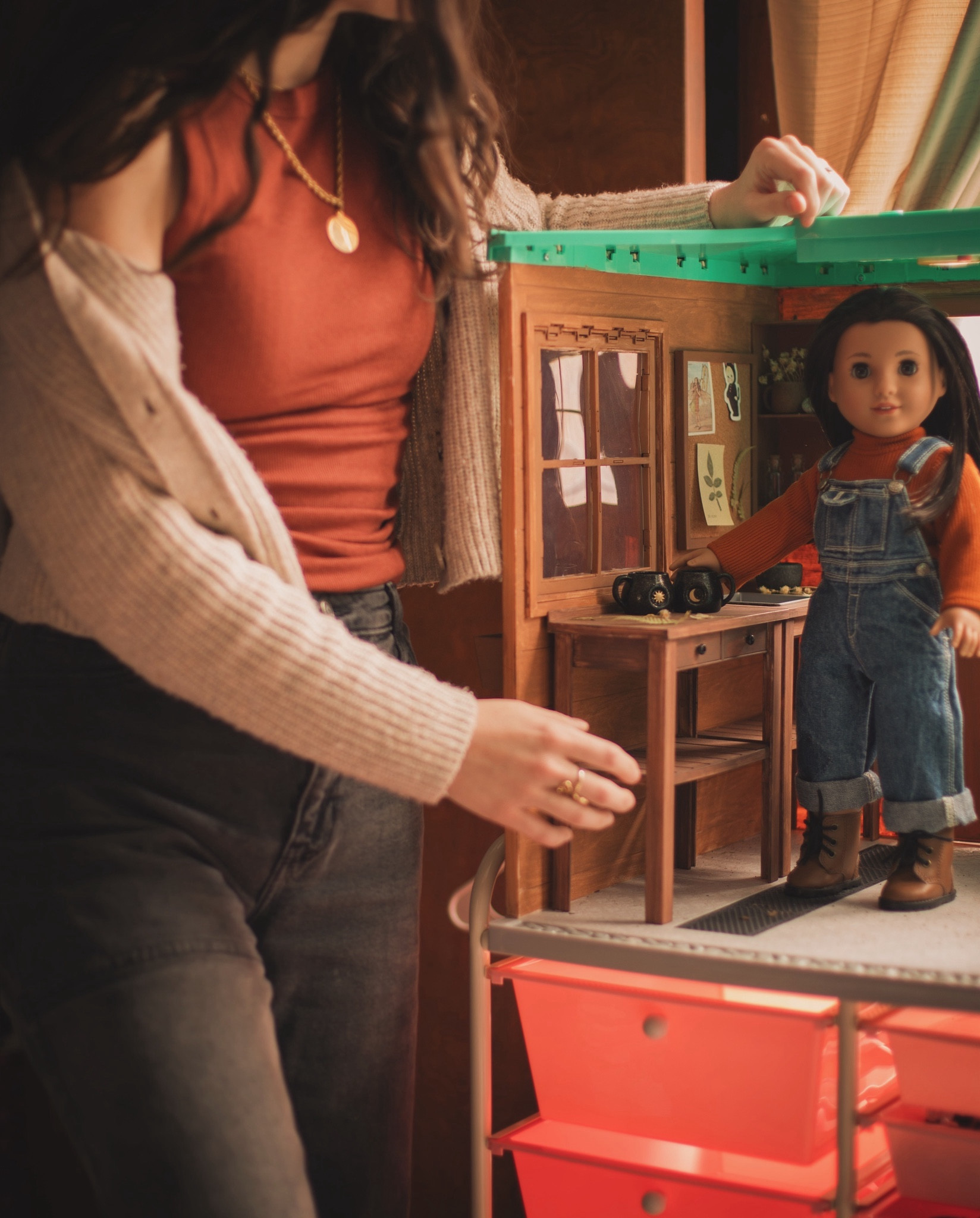 A little behind the scenes setting up a photo with my American girl doll! This drawer organizer is on wheels and fits the Our Generation Doll greenhouse perfectly so I can wheel it in front of a window for photos! 🙌☀️

#LTKGiftGuide #LTKstyletip