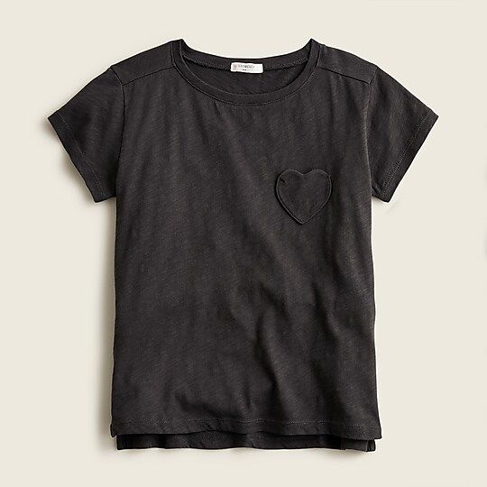 Girls' T-shirt with heart-shaped pocket | J.Crew US