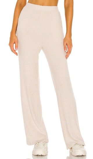 LBLC The Label Erin Wide Leg Ribbed Cozy Pant in Beige. - size M (also in XS, S, L) | Revolve Clothing (Global)