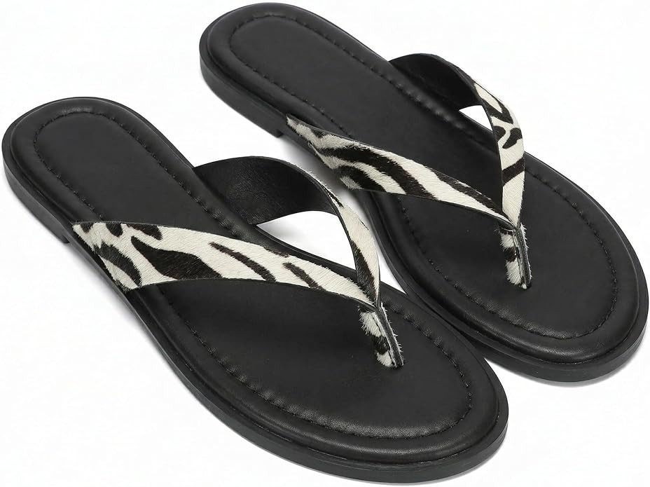 Flip Flops for Women Comfortable Slip on Open Toe Thong Sandals Casual Summer Dress Flats Sandal ... | Amazon (US)