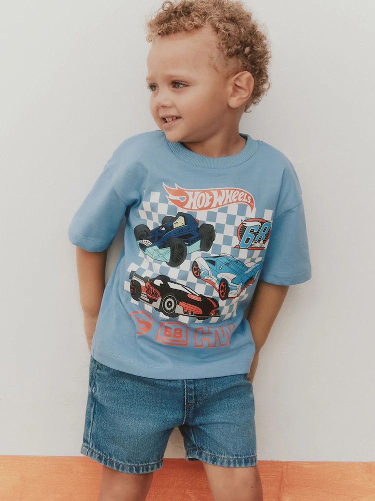 Blue Hot Wheels Short Sleeve T-Shirt (9mths-8yrs) | Next US