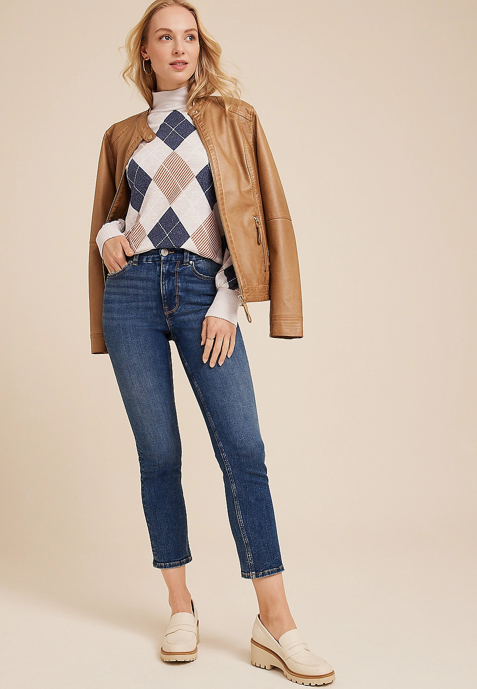 Felicity Argyle Blouson Sleeve Top | Maurices