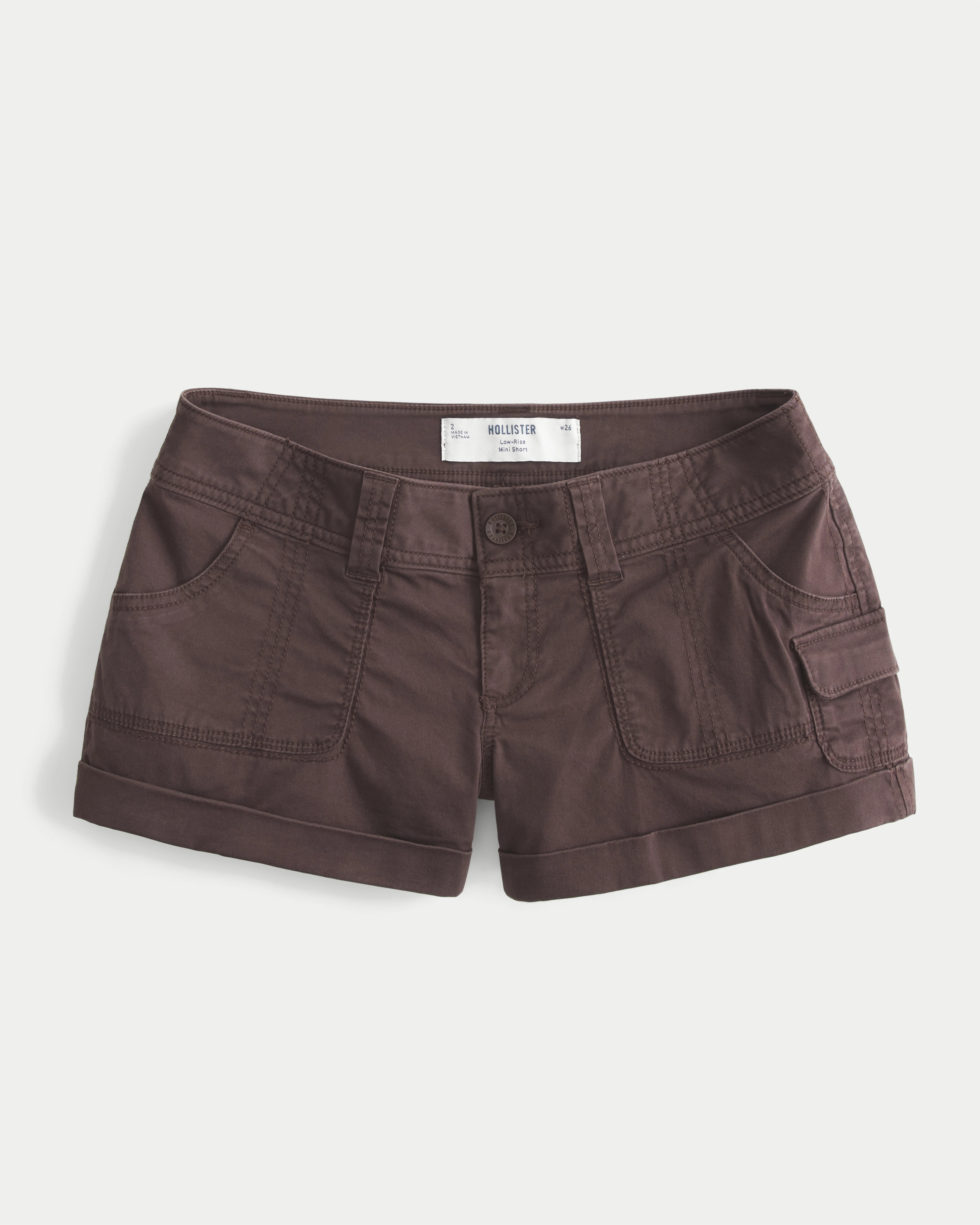 Low-Rise Twill Mini Utility Shorts | Hollister (US)
