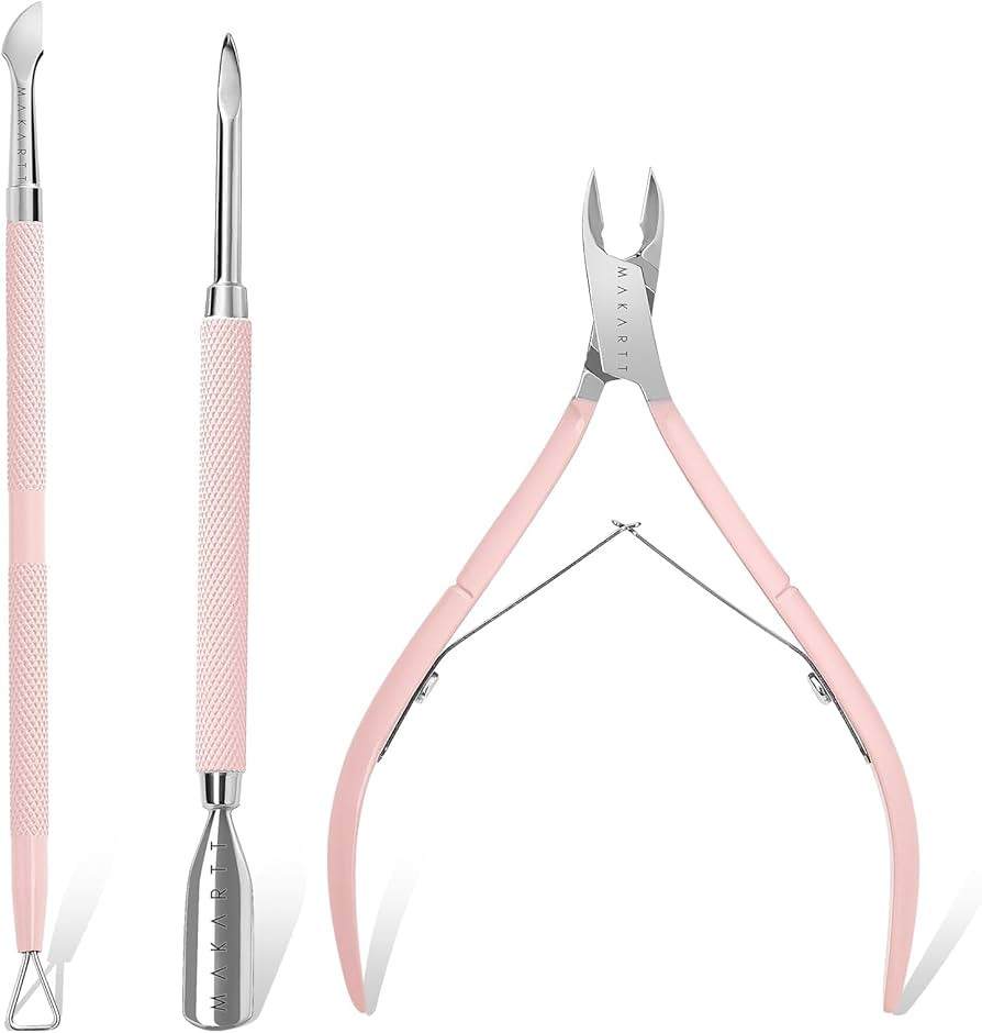 Makartt Cuticle Trimmer with Cuticle Pusher, 3 PCS Pink Nail Cuticle Nipper Professional Pedicure... | Amazon (US)