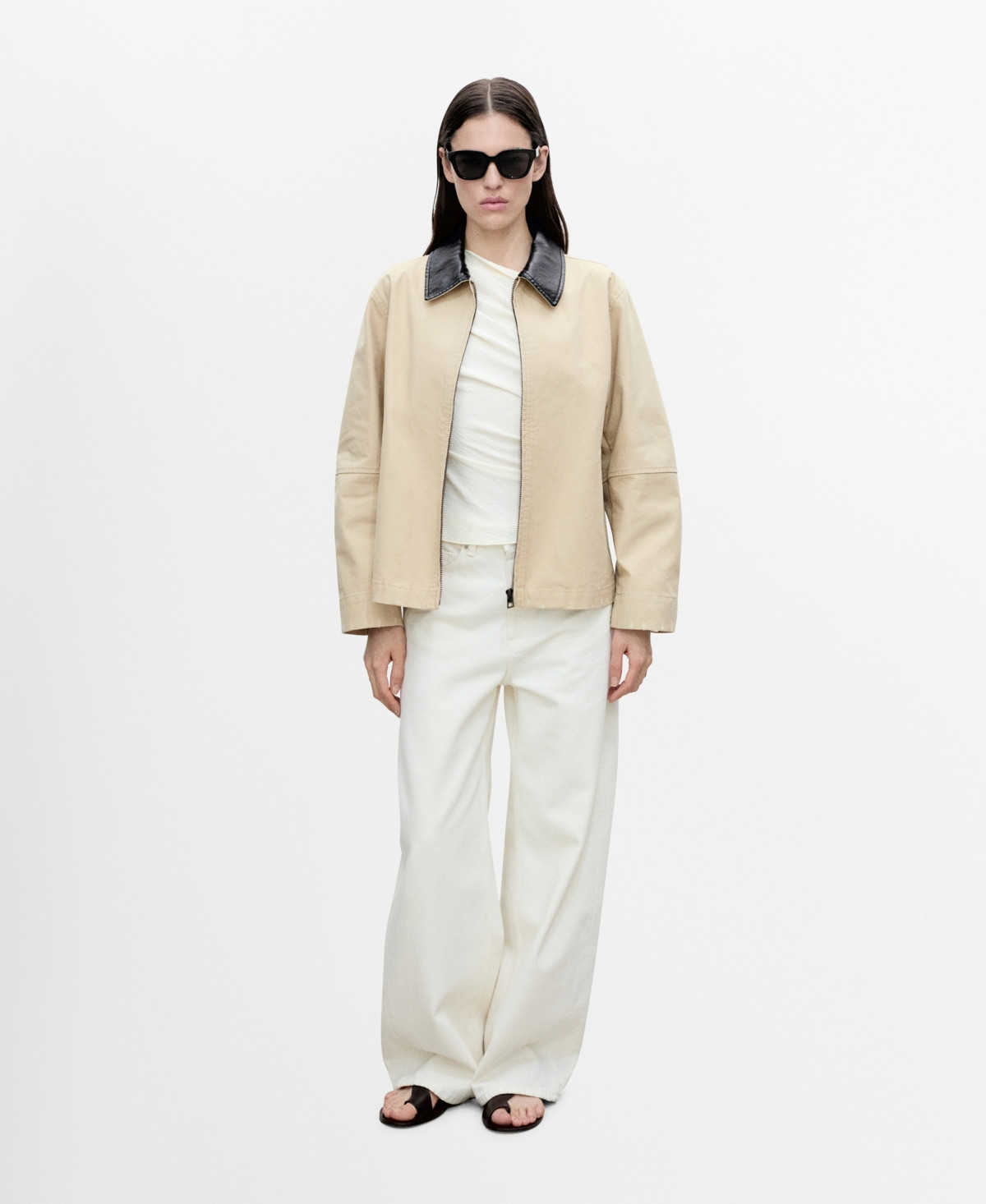 Mango Women's Contrast Collar Cotton Jacket - Light, Pastel Gray | Macy's