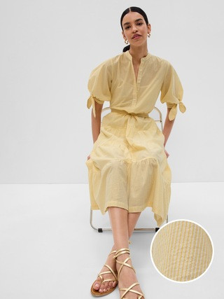 Popover Tiered Midi Dress | Gap (US)