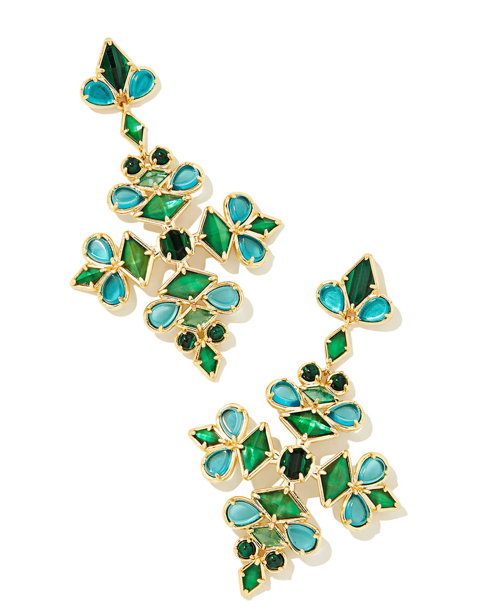 Kinsley Gold Statement Earrings in Green Mix | Kendra Scott