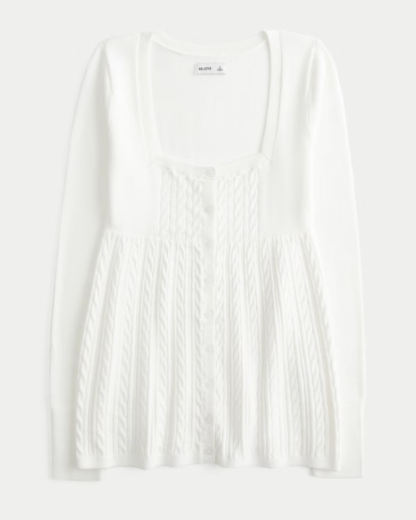 Long-Sleeve Square-Neck Babydoll Sweater | Hollister (US)
