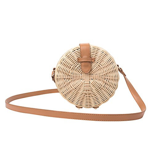 Aneil Rattan Round Handbags for Women Japanese Style Handmade Natural Purse Summer Beach Tote bag (R | Amazon (US)