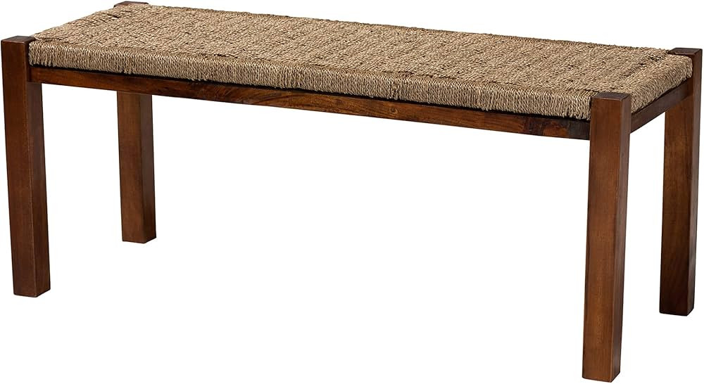 Baxton Studio Hermes Mid-Century Modern Transitional Natural Seagrass and Mahogany Wood Bench | Amazon (CA)