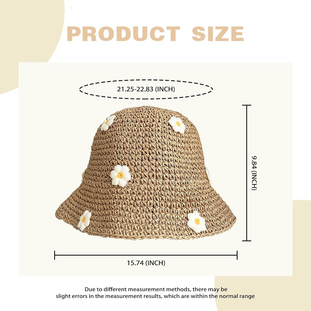 Sun Hat Beach Hat for Womens Summer Straw Hats Foldable Wide Brim Sun Hats Bucket Travel Packable... | Amazon (US)