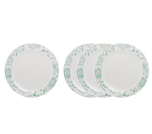 Godinger Claro Set of 4 Dusty Floral Dinner Plates | QVC