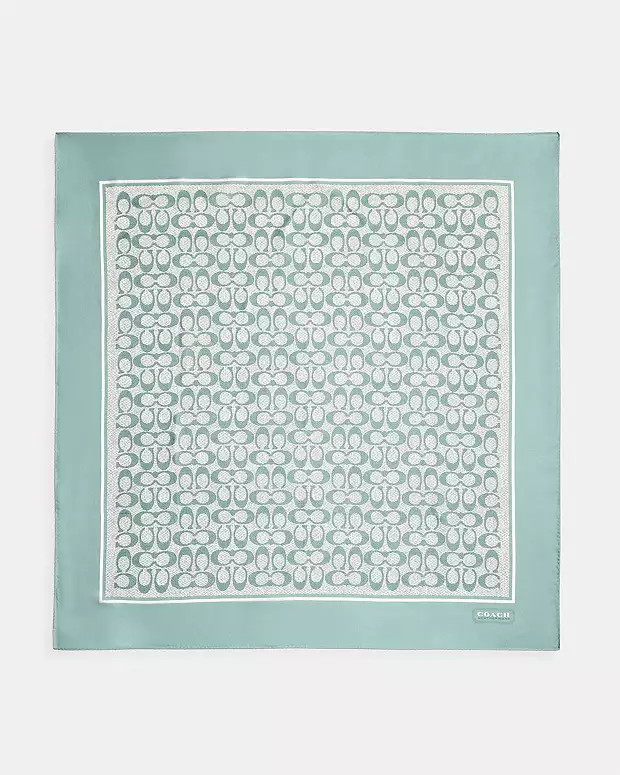 Textured Signature Print Silk Square Scarf | Coach (US)