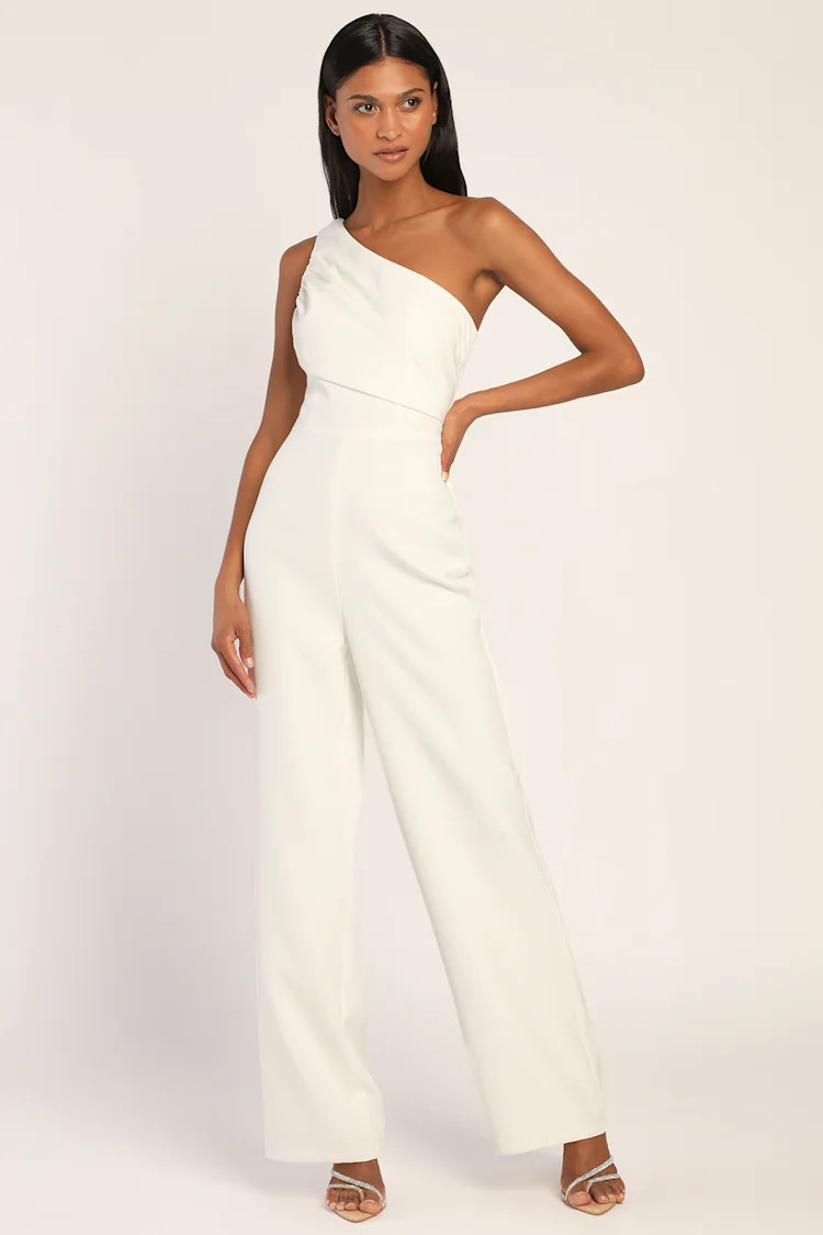 Special Sophistication White One-Shoulder Wide-Leg Jumpsuit | Lulus (US)