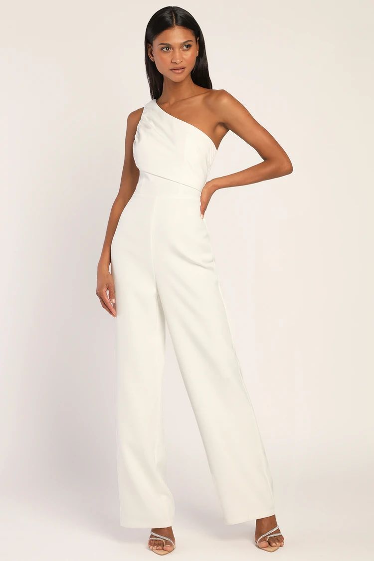 Special Sophistication White One-Shoulder Wide-Leg Jumpsuit | Lulus (US)