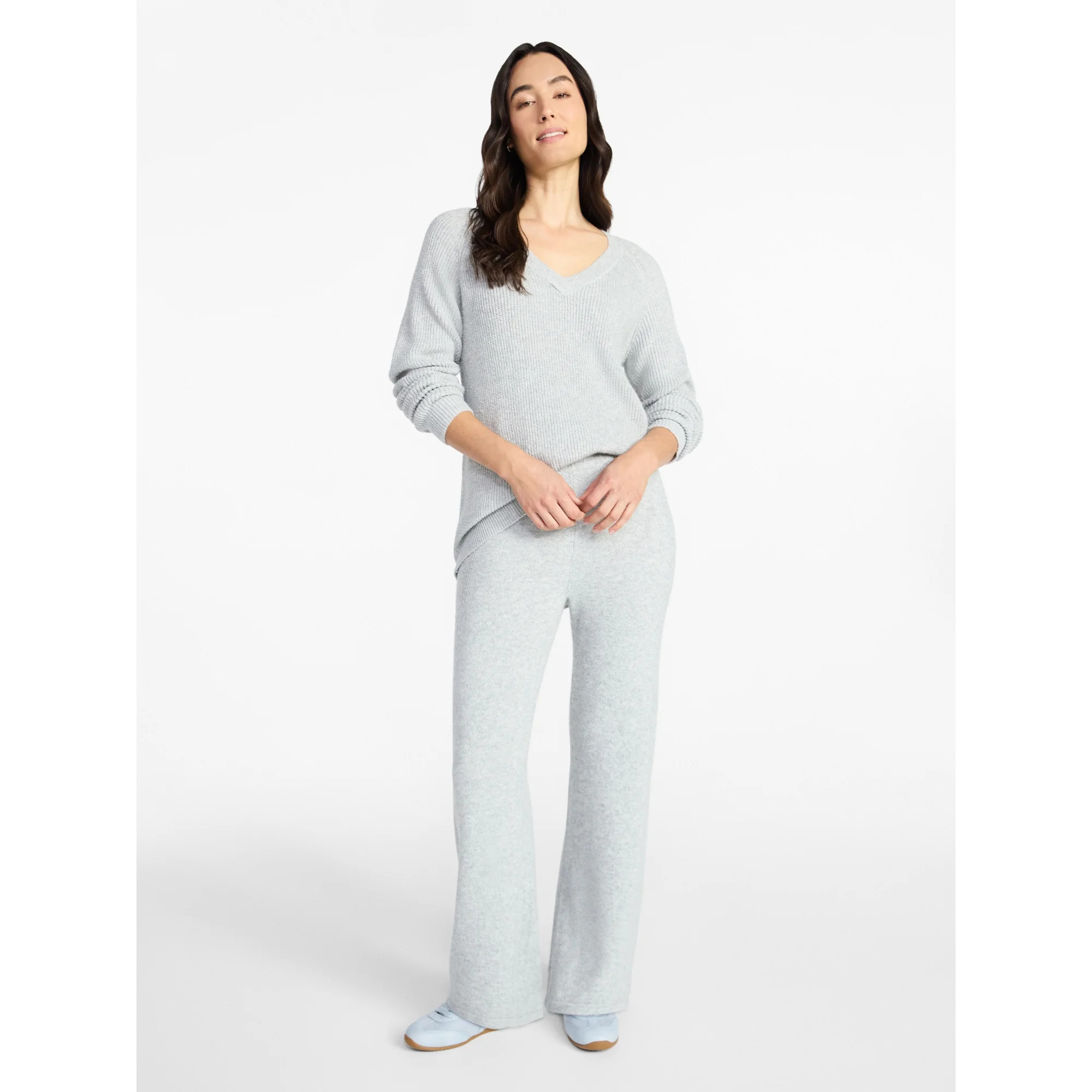 Time and Tru Women's V-Neck Sweater and Pants Lounge Set, 2-Piece, Sizes, XS-XXXL | Walmart (US)