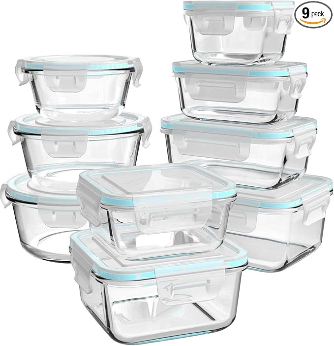 Glass Food Storage Containers with Lids, [18 Piece] Meal Prep Containers for Food Storage , BPA F... | Amazon (US)