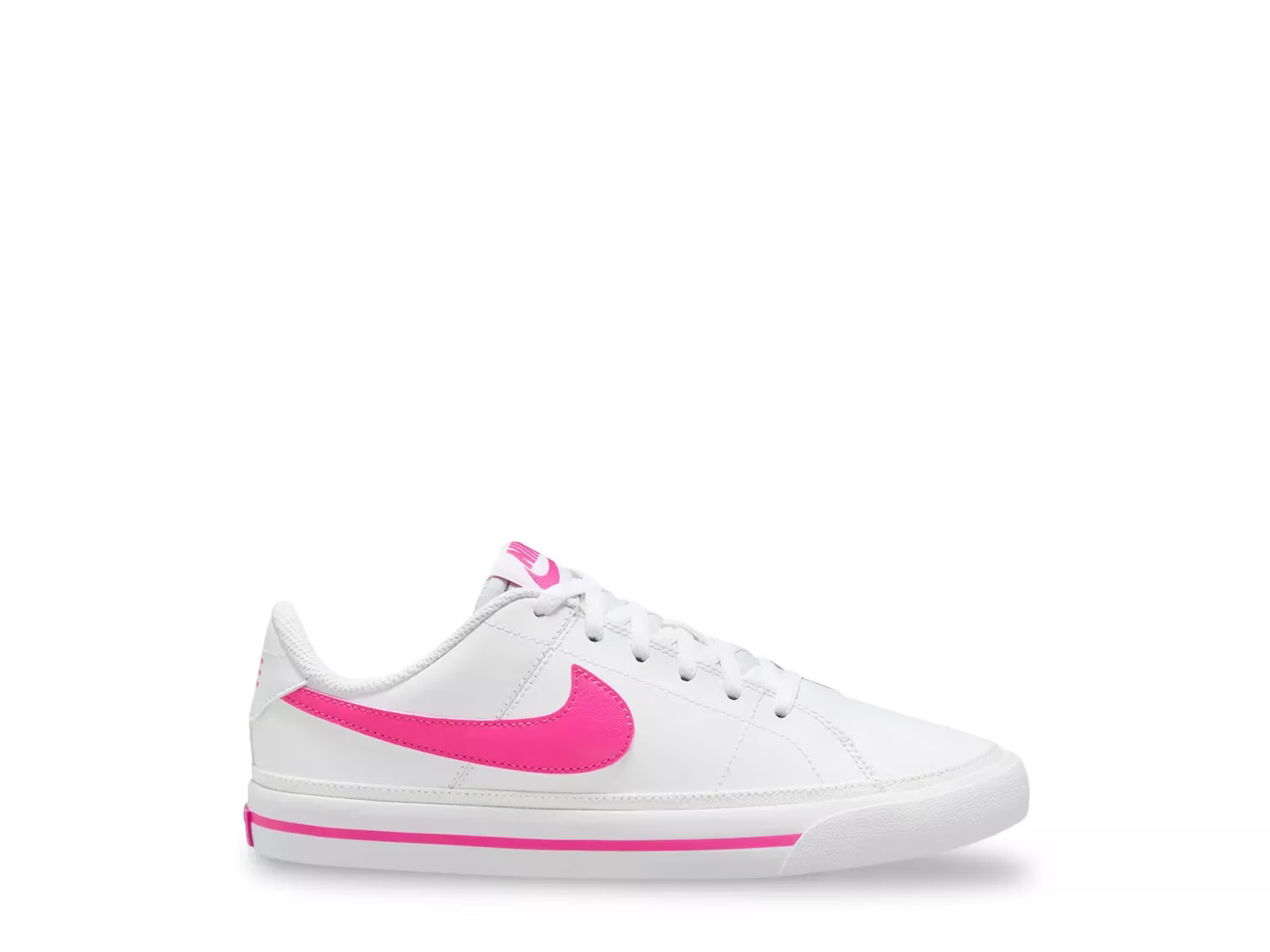 Nike Court Legacy Sneaker Kids' | Girl's | White/Laser Fuchsia | Size 5 Youth | Sneakers | Lace-Up | DSW