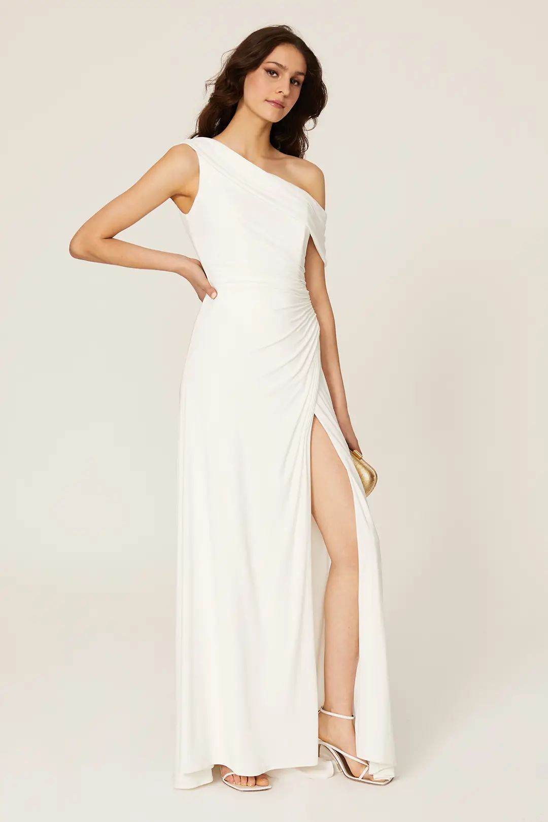 Ieena for Mac Duggal White Off the Shoulder Gown | Rent the Runway