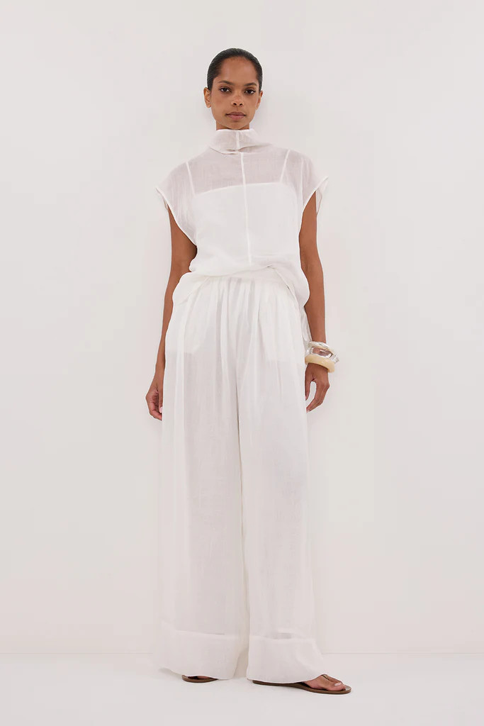 CARMEL WHITE RAMIE PANT | DISSH