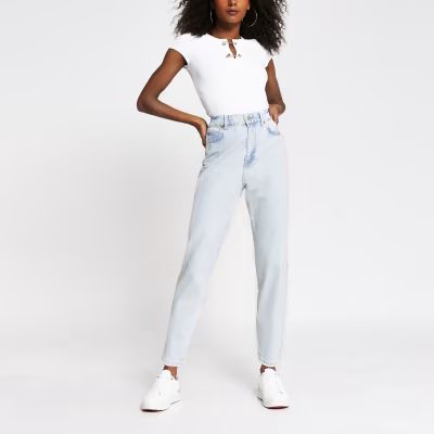 Light blue high rise tapered jeans | River Island (UK & IE)