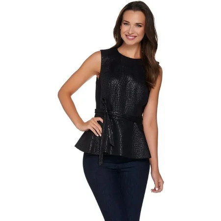 GILI Printed Faux Leather Slvless Peplum Top Women's A280978 | Walmart (US)