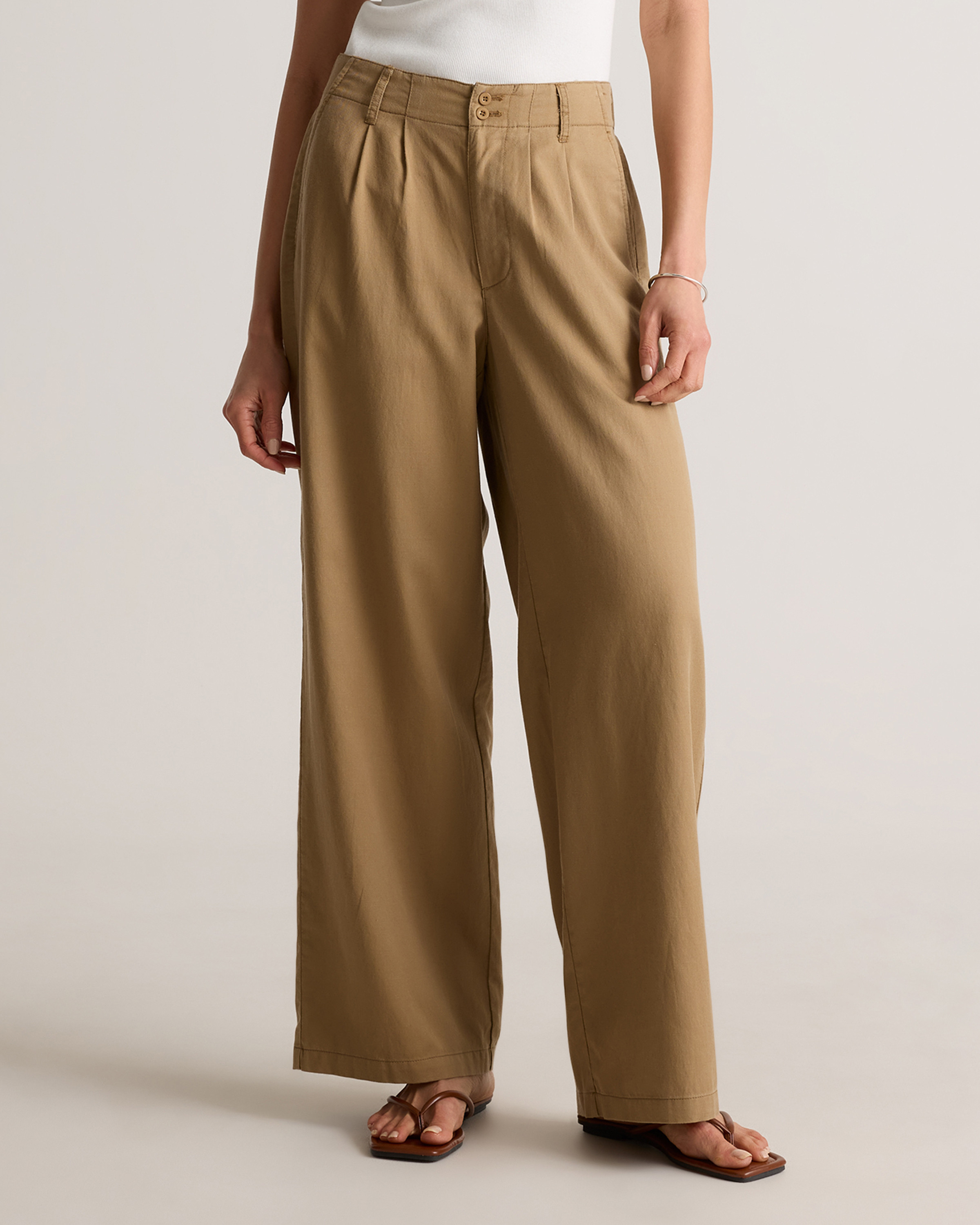 Drapey Twill Pleated Trouser in Baywood | Quince