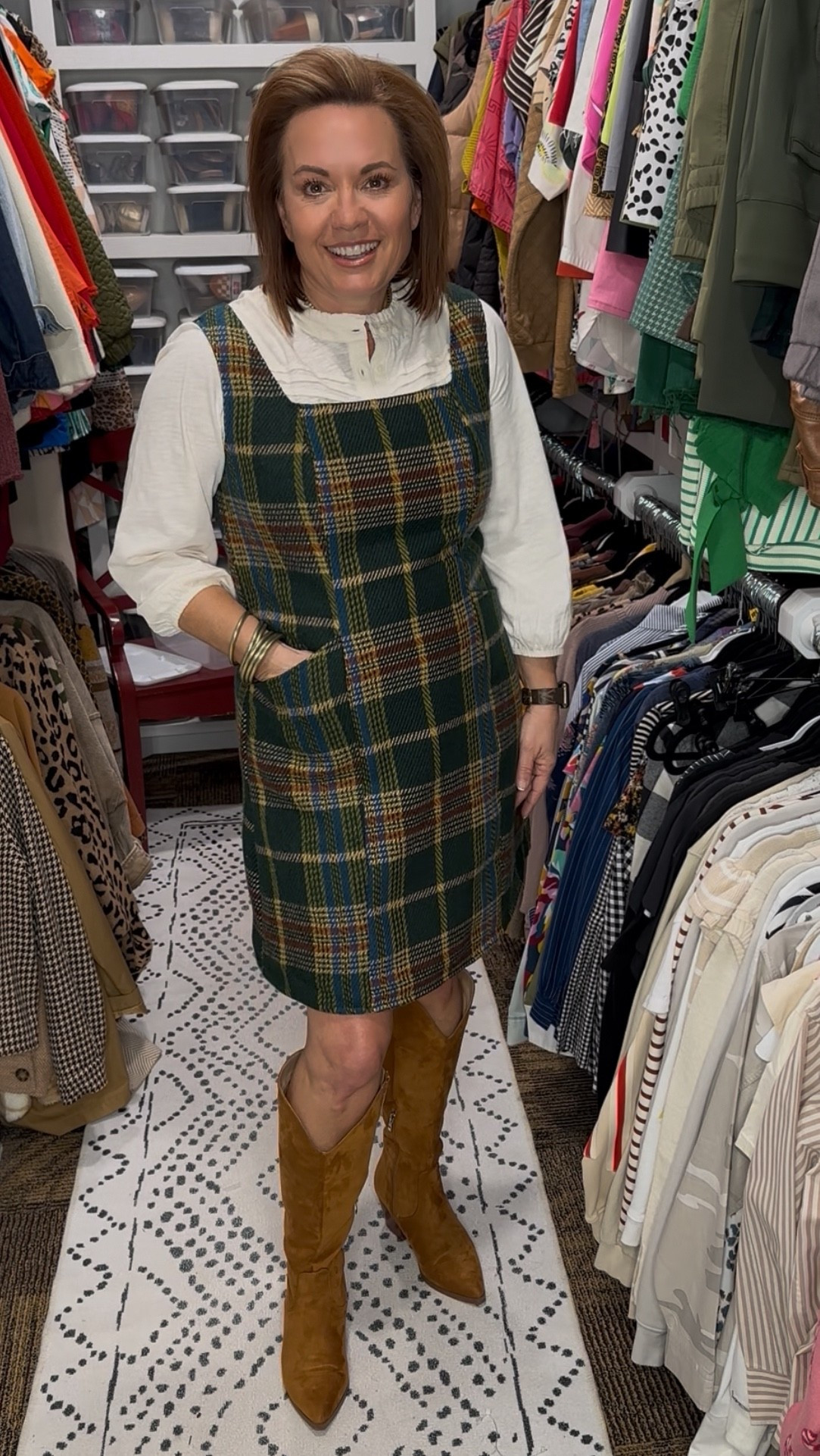 This plaid  dress from Bloomchic is one of those effortless fall pieces that does all the work for you. I styled it with a crisp white blouse and tall suede boots for an easy, polished look that works for school days, errands, or casual meetings.

The fit is comfortable and flattering, and the plaid pattern makes it a timeless fall staple. This is a great option if you love layered looks that feel put together without being fussy. It can be styled now with boots and later with tights or loafers as the season continues.

✨ Bloomchic Discount
Use code Bloomchickol for 15% off

🔗 All outfit details are linked here on LTK.

Bloomchic
Bloomchic dress
Bloomchic plaid dress
Bloomchic fall outfit
Bloomchic teacher outfit
plaid pinafore dress
fall pinafore outfit
teacher fall outfit
workwear dresses for women
fall dress with boots
layered fall outfit
over 40 fall fashion
over 50 fashion
modest fall outfit
everyday fall style
LTK fall outfit
fall capsule wardrobe
classic fall outfit
affordable fall dresses
women’s fall workwear

#LTKWorkwear #LTKootd #LTKFindsUnder50