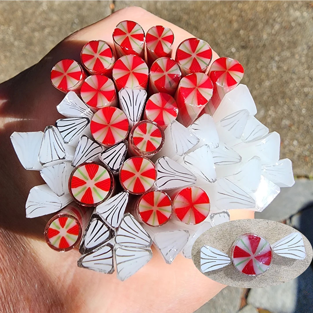 coe 96 Holiday: Christmas Candy and Wrapper - 1.5 oz Murrini Murrine Millefiori Vitrigraph Cane -... | Etsy (US)