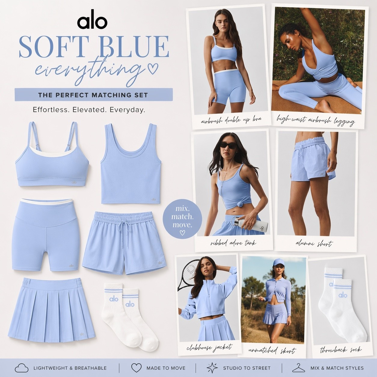 Soft blue everything 💙✨
This set is giving effortless, elevated athleisure — from studio to street to coffee runs. The Light Provence Blue shade is THAT girl… clean, fresh, and so easy to mix + match.
Wearing this on repeat all season 🤍
#LTKactive #LTKfitness #AloYoga #AthleisureStyle #MatchingSet #OOTD 

#LTKMothersDay #LTKfitnessgoals #LTKPetite