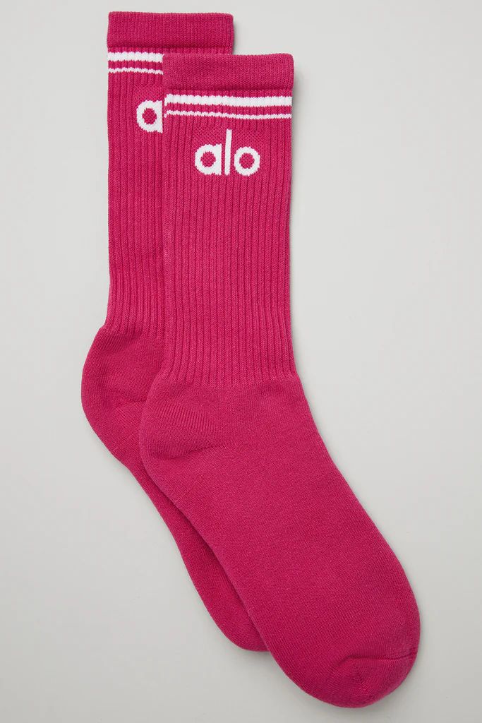 Unisex Throwback Sock - Magenta Crush/White | Alo Yoga