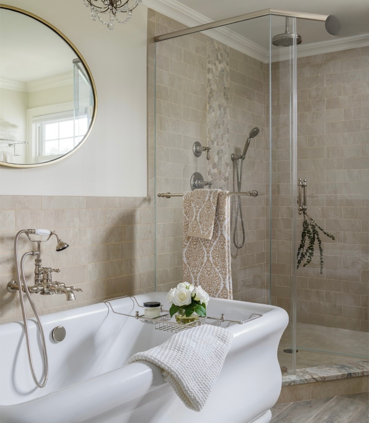 Spa-like retreat at home ✨ Neutral tiles, luxe finishes, and a dreamy tub moment! 

#LTKStyleTip #LTKU #LTKHome