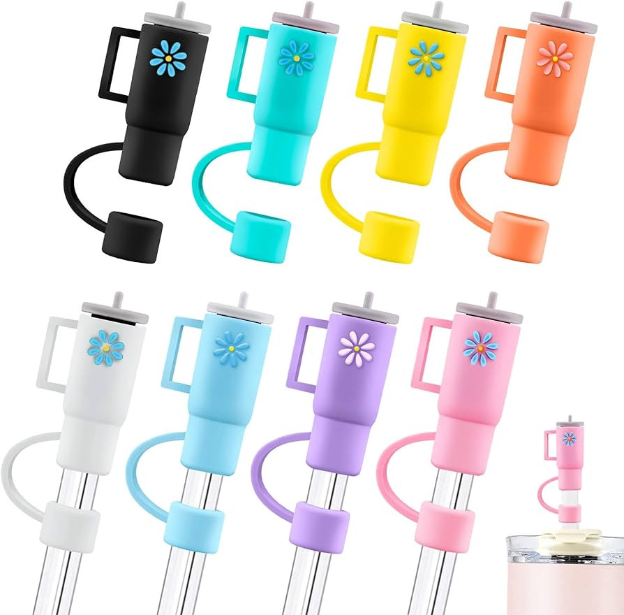 8Pcs Straw Topper for Stanley Cup, Silicone Straw Cover Cap for Stanley 30&40 Oz Tumbler with Han... | Amazon (US)