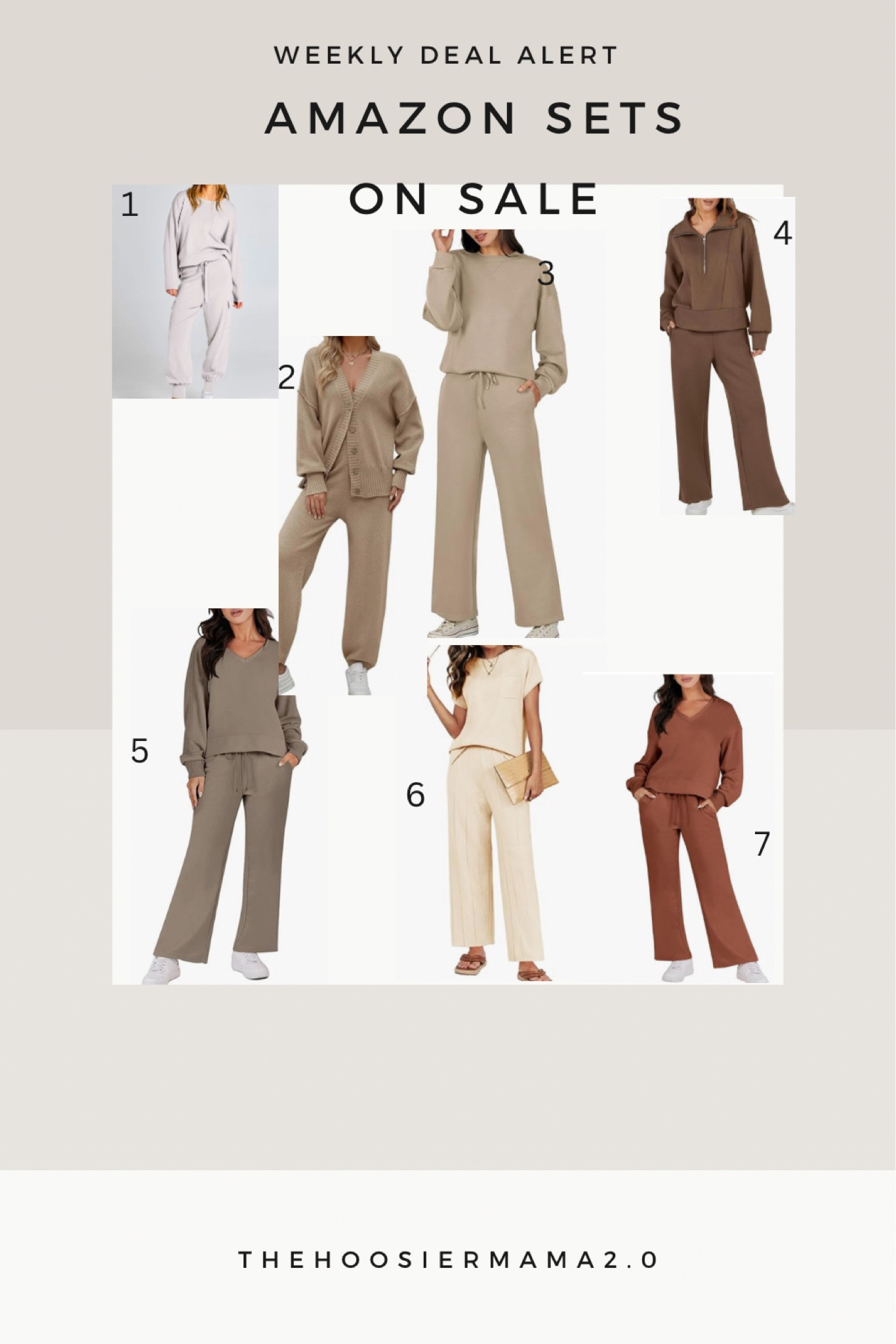 These sets are all 25-50% off with coupon & promo codes listed below. Limited time deal so add to cart asap!

1. Code: 256MTXU5 + 25% Coupon
24.99(Reg.49.99)

2. Code: 30AKUCM6 + 20% Coupon
23.99(Reg.47.99)

3. Code: 10B6A3XE + 30% Coupon + 18% off with Top deal
19.79(Reg.39.99)

4. Code: 30W7267G + 10% off with Deal 22.04(Reg.34.99)

5. Code: 55D66K1S 20.69(Reg.45.99)

6. Code: 50KNITOUTFIT
18.99(Reg.37.98)

7. Code: 206D21L2 + 30% Coupon + 18% off with Deal 20.49(Reg.49.99)

Amazon lounge set, mom outfit, casual, 2 piece sets, sale alert

#LTKfindsunder50 #LTKtravel #LTKsalealert