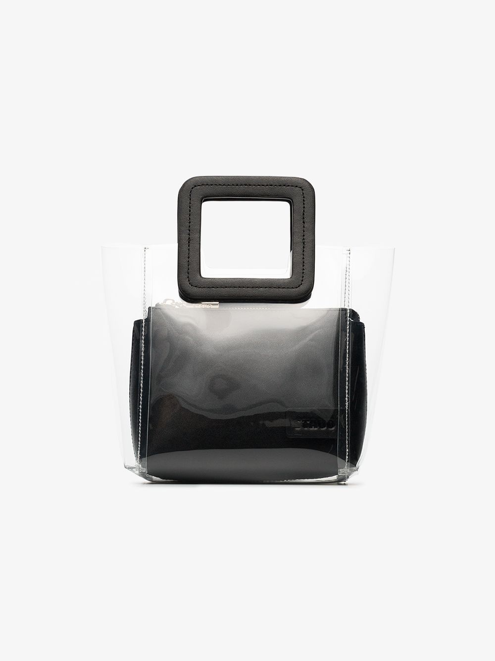 Staud clear and black shirley mini PVC and leather tote | Browns Fashion