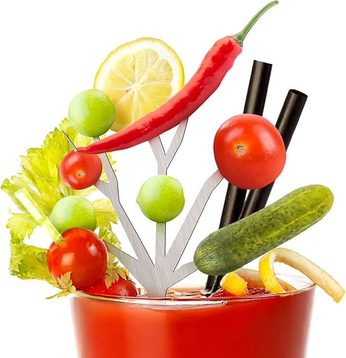 Baderke 4 pcs Bloody Mary Tree Branches Skewers Stainless Steel Cocktail Picks Bloody Mary Garnis... | Amazon (US)