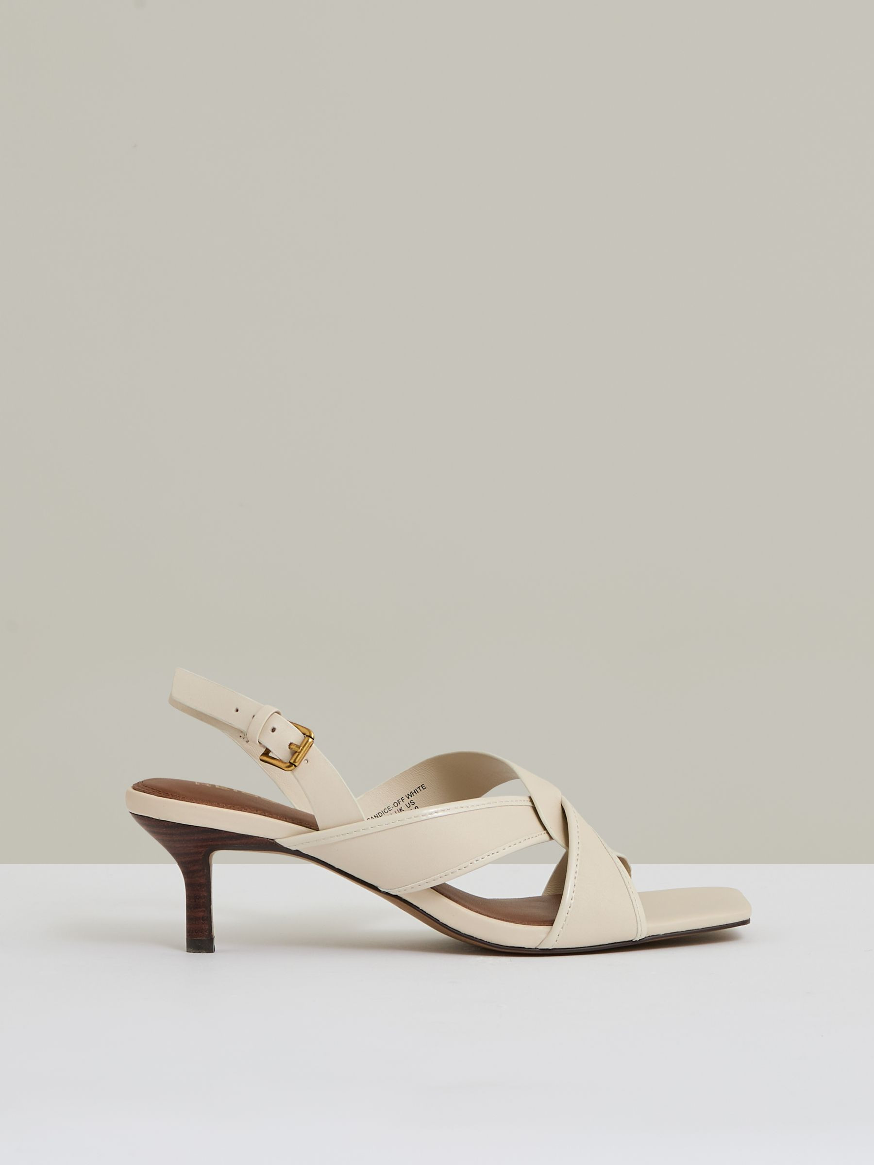 Reiss Leather Link-Strap Low-Heel Sandals in Off White - REISS | Reiss UK