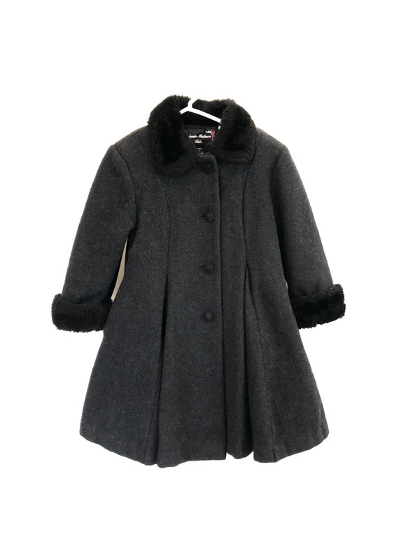 Vintage Girls PRINCESS COAT charcoal gray wool black youth size 5 small S warm winter dress holid... | Etsy (US)