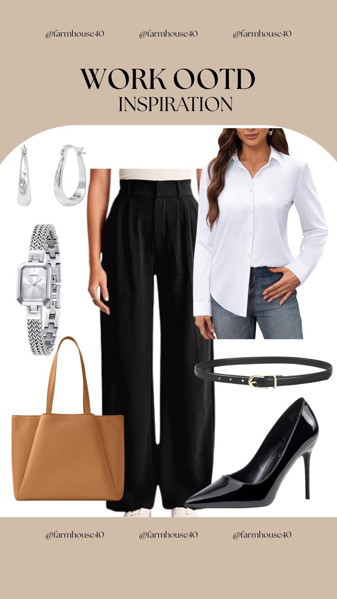 Work OOTD Inspiration /Wide Leg Slacks/White bottom down shirt/Slim Belt/Black Jacket/Tote/Black Loafers/Jewerly

#LTKFindsUnder100 #LTKWorkwear #LTKStyleTip