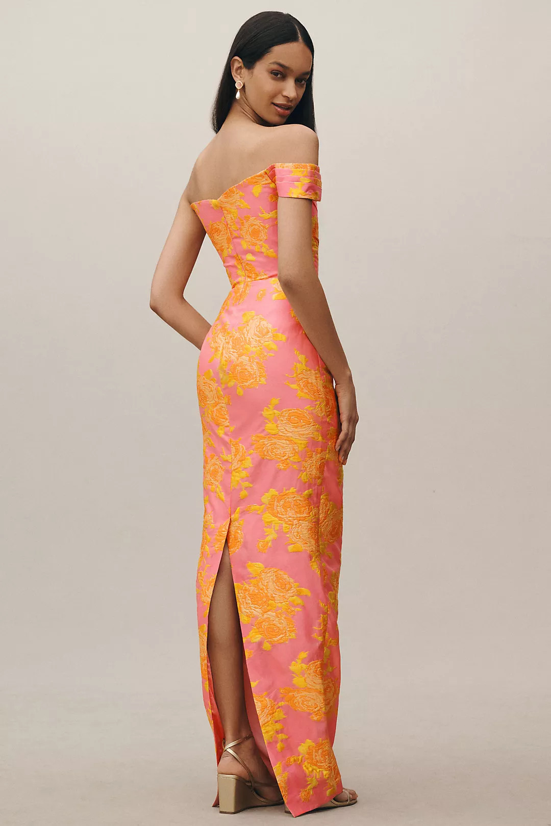 SAU LEE Jackson Jacquard Asymmetric Gown | Anthropologie (US)