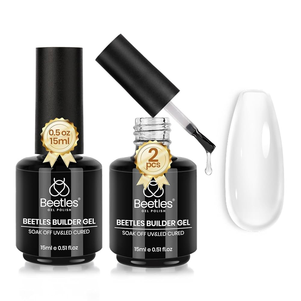 Beetles Builder Gel for Nails 2 Pcs 0.51 oz, 8 in 1 Clear Builder Nail Gel Set for Nail Apex Exte... | Amazon (US)