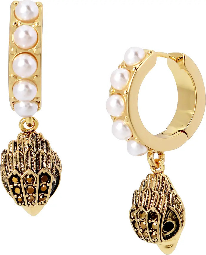 Kurt Geiger London Imitation Pearl Eagle Huggie Drop Earrings | Nordstrom | Nordstrom