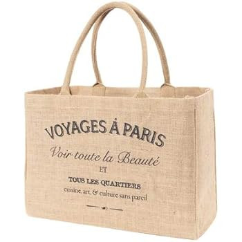 KAF Home 45889 Jute Market Tote Handles Reusable Grocery Bag, Voyages | Amazon (US)
