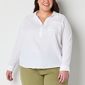 a.n.a Plus Womens Long Sleeve Regular Fit Button-Down Shirt | JCPenney