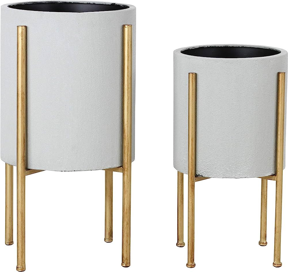 Aspire Mid Century Planter with Metal Stand – 23 Inch Plant Pot, Set of 2, Indoor Plant Stand f... | Amazon (US)