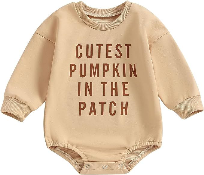 Adobabirl Baby Halloween Outfit Girl Boy Pumpkin Ghost Sweatshirt Romper Oversized Sweater Onesie... | Amazon (US)