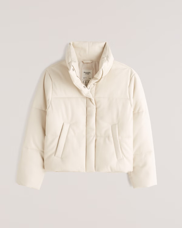 Women's A&F Vegan Leather Mini Puffer | Women's Up To 50% Off Select Styles | Abercrombie.com | Abercrombie & Fitch (US)