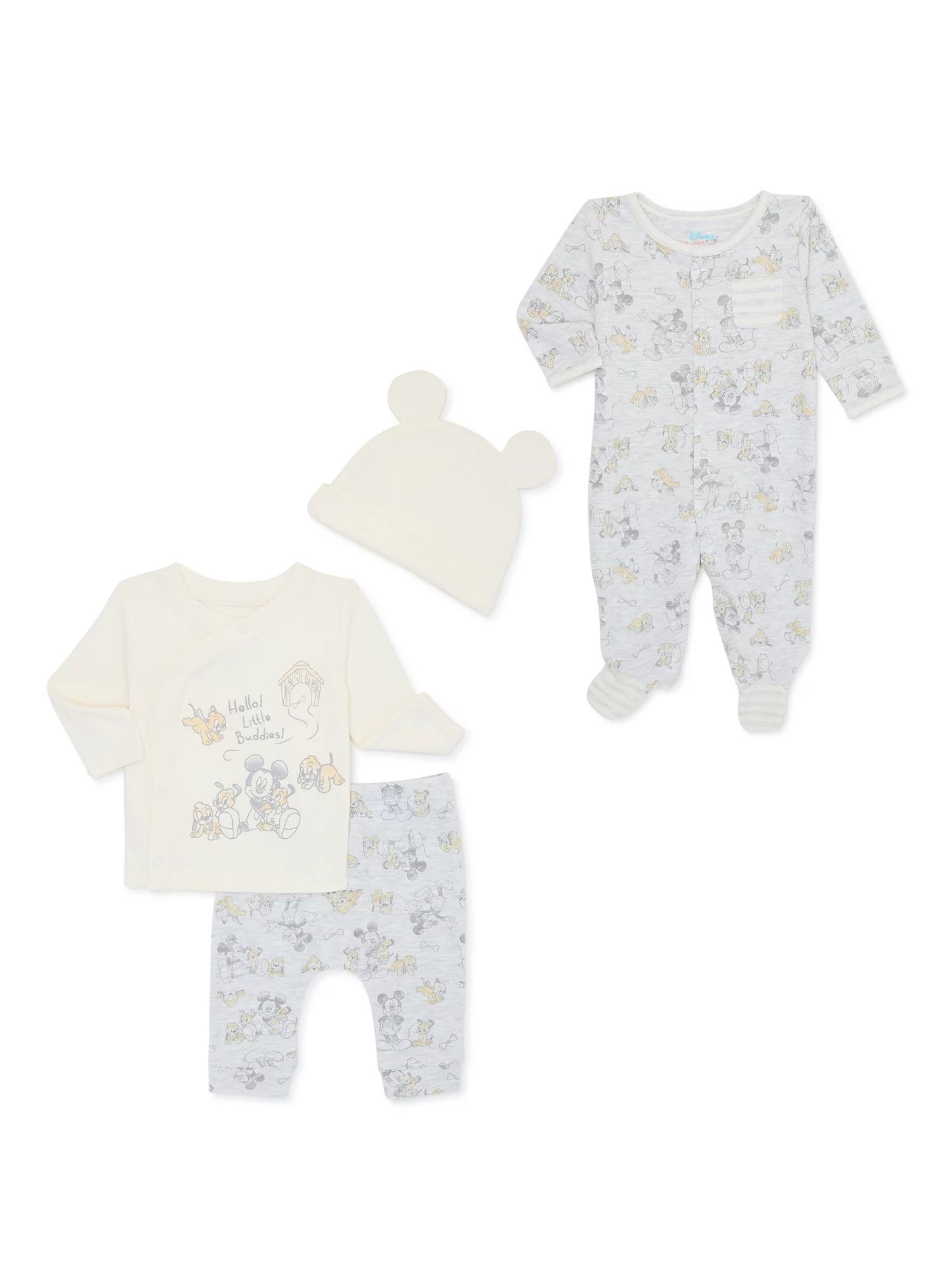 Disney Baby Wishes + Dreams Layette Mickey and Puppies Shower Gift Set, 4-Piece, Sizes NB-3/6M | Walmart (US)