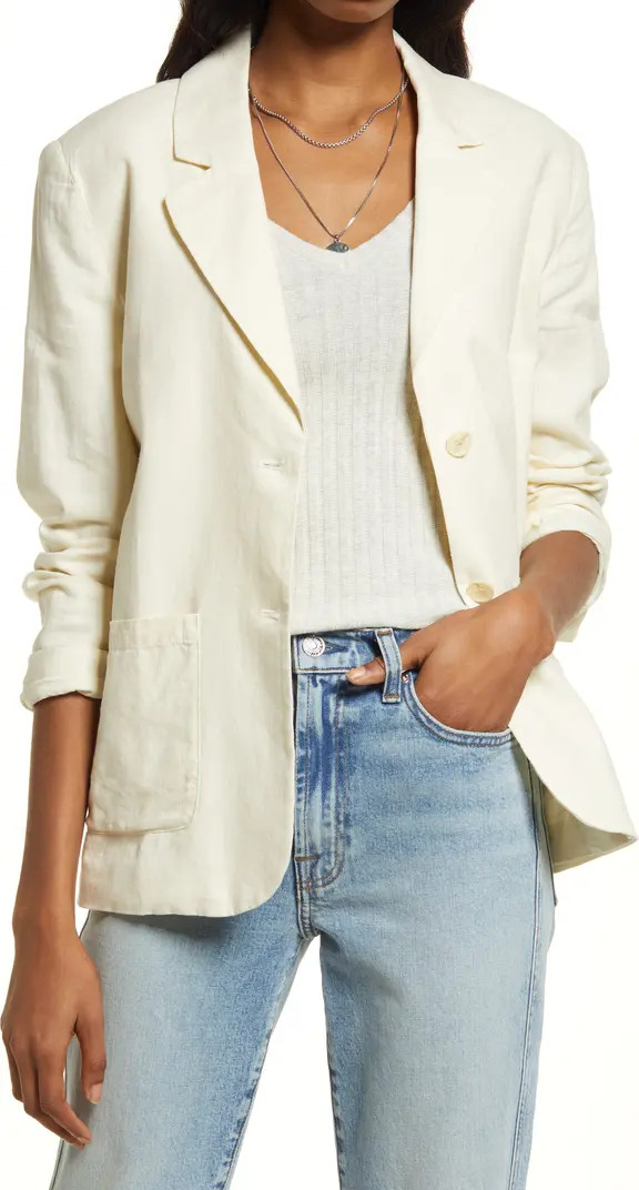 Women's Two Button Linen Blend Blazer | Nordstrom